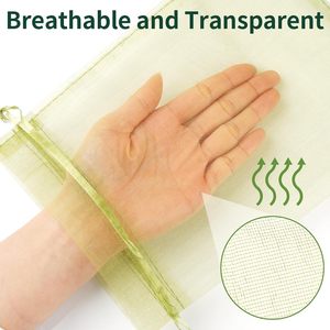 ถุงป้องกันผลไม้, ตาข่ายคลุมต้นผลไม้สีเขียว, ถุงตาข่ายแบบมีเชือกผูกสำหรับปกป้องผัก, มะเขือเทศ - Product Image 2