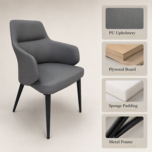 Sillón Modern Accent de Polonia, Sillón de Salón de Cuero PU con Patas de Metal, Cómodo para el Hogar, Sala de Estar, Fotel Wypoczynkowy EU - Product Image 4