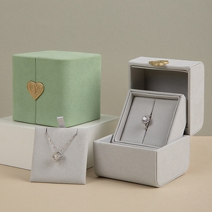 Boîte à bijoux double ouverture avec boucle dorée, boîte de rangement simple pour bijoux, boîte à bijoux personnalisable avec logo, vente en gros - Product Image 1
