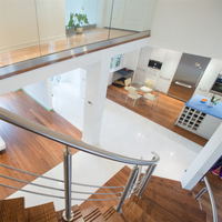 DAIYA chine escalier en bois avec main courante en acier inoxydable escalier incurvé
