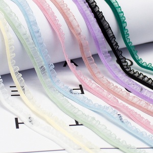 Eco-Friendly Soft Organza Ruffle Decorative <strong>Elastic</strong> <strong>Trims</strong> 6mm Width Available in Different Colors for Baby Clothing - Product Image 2