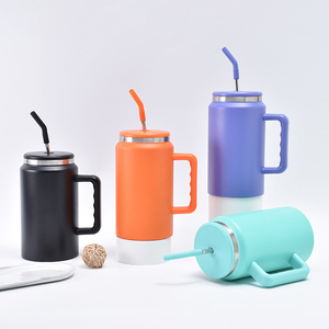 Nuovo arrivo 50oz in acciaio inox Tumbler con paglia di plastica <span class=keywords><strong>e</strong></span> manico di grandi quantità durevole <span class=keywords><strong>e</strong></span> <span class=keywords><strong>facile</strong></span> da trasportare - Product Image 1