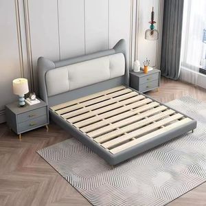 Lits en cuir animal Lits modernes pour enfants Meubles rembourrés simples pour enfants Ensembles de meubles de chambre à coucher Prince pour enfants - Product Image 4