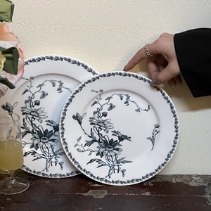 Plato de cerámica vintage estilo francés con diseño de margaritas azules, apto para <span class=keywords><strong>microondas</strong></span>, para cena/postre, venta al por mayor de <span class=keywords><strong>segunda</strong></span> <span class=keywords><strong>mano</strong></span> - Product Image 3