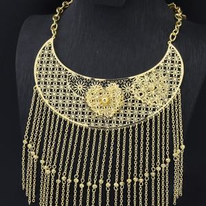 Juego de Joyería Nupcial India de Latón Chapado en Oro de 24k al por Mayor, Incluye Anillo, Brazalete, Pendientes y Collar con Borla para Fiesta de Bodas - Product Image 2