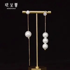 New arrival long bead drop good packaging 14 kt gold plated earrings