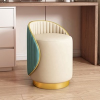 Tabourets dorés de luxe nordiques en cuir, tabourets de maquillage ronds modernes pour la maison, marchepieds, meubles de salon, chaises en métal, tabourets, poufs