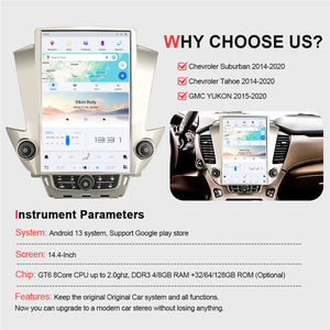 NaviHua 14,4 pulgadas 2K estilo Tesla pantalla táctil Monitor Multimedia REPRODUCTOR DE <span class=keywords><strong>DVD</strong></span> de coche para Chevrolet Tahoe Suburban GMC Yukon 2015-2018 - Product Image 5