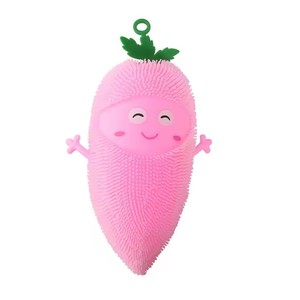 Jincan Cute <b>Luminous</b> Smiling Face Carrot Inflatable <b>Ball</b> Vent Toy Hairy Soft Rubber Elastic Flash for Age Range 5-7 Years - Product Image 4