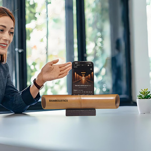 Bamboostics Bamboo Phone <b>Speaker</b> <b>Stand</b> Desktop Holder For Various Smartphones Creative Design - Product Image 1