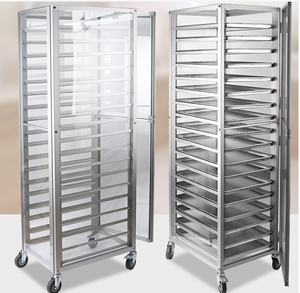 รถเข็นถาดเค้กอลูมิเนียมสำหรับครัวโรงแรมและร้านอาหาร พร้อมชั้นวางเตาอบแบบหมุน ความจุ 15 ถาด สีเงิน อุปกรณ์อบขนมและเบเกอรี่ - Product Image 6