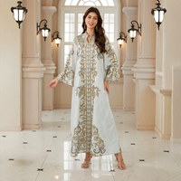 Robe longue Abaya ample élégante à motif floral vintage, en polyester respirant, tenue modeste pour le quotidien et les mariages, pour femmes musulmanes adultes