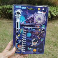 Juego de regalo de papelería de animales de dibujos animados, cuaderno de cinta correctora con bolígrafo, libro, Kit de proveedor escolar