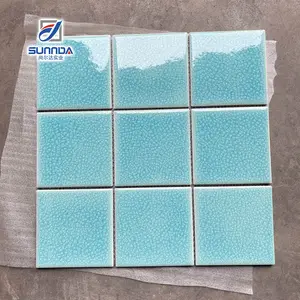 Swimming Pool Ceramic Tiles Wholesale Price Blue Iridescent Crystal Glass Material