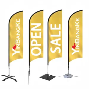 Prezzo diretto grandi bandiere promozionali di piume di Marketing bandiere promozionali da esterno che volano bandiere da spiaggia con piume personalizzate