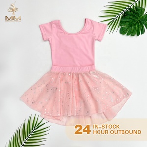 Maillot de Ballet de Manga Corta para Niñas con Vestido Desmontable, Estampado de Estrellas Plateadas, Traje de Danza Infantil de Spandex y Poliéster - Product Image 4