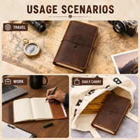 Cubierta de Cuaderno de Cuero Personalizada, Recargable, A5/A6, Triple Pliegue, Color y Logotipo Personalizados, Regalo Promocional
