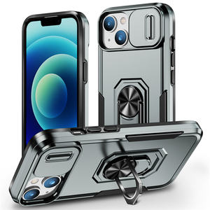 Para iPhone 15/14/15 Pro Max/14 <span class=keywords><strong>Plus</strong></span>/X/6/7/8 anillo Kickstand lente de ventana deslizante cubierta magnética a prueba de golpes TPU + PC funda para teléfono móvil - Product Image 5