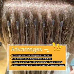 Color personalizado cutícula alineada i tip extensiones de cabello 100 cabello humano ruso dibujado Doble