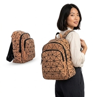 Sac à dos en liège géométrique personnalisé, écologique, sac de voyage scolaire avec fermeture éclair