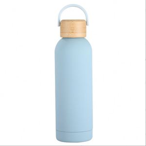 Custom Logo Stainless Steel <b>Small</b>-Mouth Double-Layer Insulated Cup Outdoor Sports Water <b>Bottle</b> Gift Cup Flask With Bamboo Lid - Product Image 1