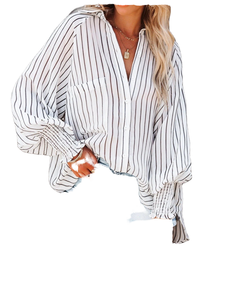 Camisas Casuales de Primavera para Mujer, Corte Clásico Regular, Mangas Largas Tipo Linterna, Cuello con Botones, Tela Ecológica y Transpirable - Product Image 1