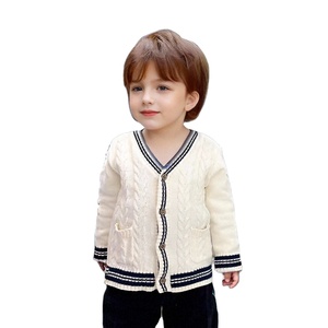 <span class=keywords><strong>Cardigan</strong></span> à col en V à simple boutonnage de couleur unie pour garçons Nouveaux vêtements pour enfants pour le printemps et l'automne Pull blazer élégant - Product Image 1