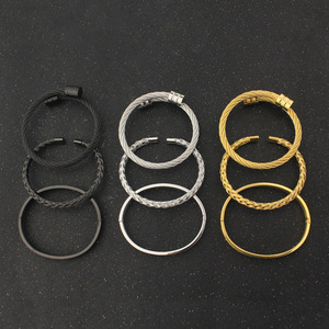 Thép không gỉ người đàn ông Vòng đeo tay thiết lập 3pcs La Mã chữ số bện vuông thép không gỉ Cuff đồ trang sức Bangles Vòng đeo tay - Product Image 3