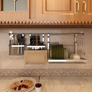 إكسسوارات المطبخ قابلة للطي حوض مياه مركب على الحائط لوح تجفيف الأطباق أوعية تخزين لا تصدأ أبدًا رف صلب للمطبخ - Product Image 5