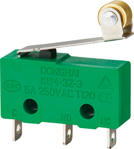 Micro-interrupteur 5A 125/250V AC SPDT 1NO 1NC à levier à charnière métallique, action rapide, type bouton, 3 broches - Product Image 5