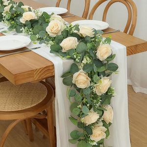 Nuevas Hojas de Eucalipto, Camelia y Paniculata, Decoraciones de Enredaderas Artificiales Realistas de Plástico Suave - Product Image 3