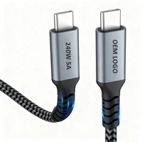 Cable Tipo C de Carga Rápida de 240 W y 5 A, Cable USB C a USB C, Cables de Datos Tipo C, Cable USBC Trenzado de 1 m, 2 m, 3 Metros, 3 pies, 6 pies, 10 pies