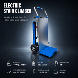 Carretilla Eléctrica Plegable de Alta Resistencia para Subir <span class=keywords><strong>Escaleras</strong></span>, con Capacidad de 400 kg, Accionamiento por Correa, Batería de Litio de 48 V, para Transportar Cargas - Product Image 4
