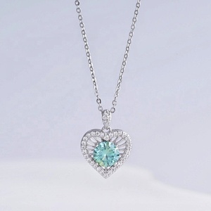 Precio de fábrica, collar de plata de ley 925 con incrustaciones de circonitas, regalo elegante, colgante de corazón colorido con circonitas para mujer - Product Image 3