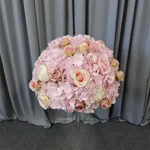 الزفاف ترتيب B-2630 الوردي اللون الجدول محور أزهار الروز كرة من الزهور الاصطناعية