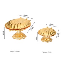 Creatieve Luxe Fruitplaat Met Gouden Opening Niche High-Foot Shell Design Gepolijste Legeringstechniek Voor Thuisgebruik En Feesten