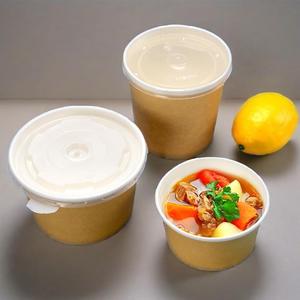 Prix de gros Seau à soupe jetable Seau à bouillie en papier kraft Bol en papier avec couvercle en stock Gobelet en papier - Product Image 5