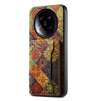 Étui de téléphone avec support adhésif en liège à motif floral irrégulier, protection antichoc, compatible avec les séries Xiaomi 14 / 13 / Redmi K60