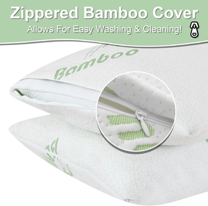 Almohada de Bambú Refrescante para Todo el Cuerpo, Rellena de Espuma Viscoelástica Triturada, con Funda de Bambú Extraíble con Cremallera, Firme, para Dormir de Lado - Product Image 5