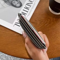 Cartera Corta Ultrafina de Cuero PU de Diseño de Lujo, Tejida e Integrada, Tarjetero de Moda para Mujer, Pequeña Bolsa Multiusos para Compras