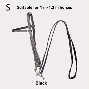 مجموعة كاملة من جلد البقر برأس قصير من الصدريات لركوب الخيل مقاومة للاهتراء لجام السحب ولجام مضغ الحصان - Product Image 2