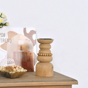 Décorations de table Antiquités rustiques Bougeoirs en bois Base en bois de <span class=keywords><strong>sapin</strong></span> naturel <span class=keywords><strong>Bougeoir</strong></span> - Product Image 4