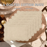 Ensemble de 6 sets de table matelassés en tissu 100% coton, 18x13 pouces, extra grands, lavables, doux et faciles à nettoyer, design rectangulaire
