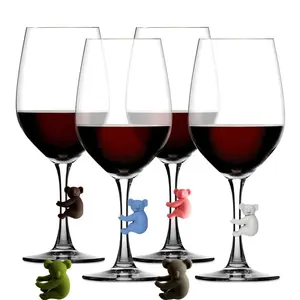Großhandel Silikon Tier Weinglas Marker Charm Wine Cup Identifier Marker für Cup Disting uing