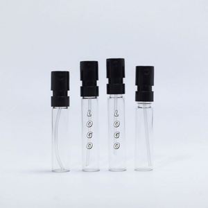 Flacon d'échantillon de parfum rond en verre transparent, vide, personnalisable, écologique et recyclable, 1,5 ml, 2 ml, 3 ml, 5 ml, avec mini pulvérisateur et sérigraphie - Product Image 1
