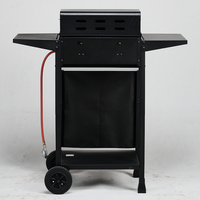 Barbecue portable pliable à gaz propane 2 brûleurs, robuste, pour extérieur, avec chariot, montage facile, style moderne, métal thermolaqué