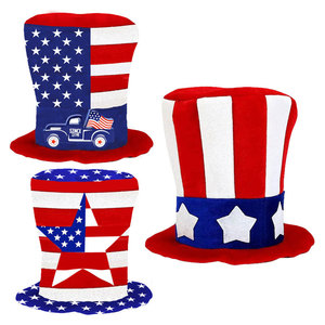US Independence Day <b>Holiday</b> Party Decorations Props Flag Reusable Cotton <b>Hats</b> Top <b>Hats</b> - Product Image 1