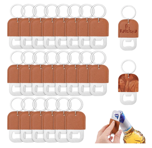 Portachiavi in Vera Pelle con Apribottiglie, Cucito a Mano, Anello Portachiavi in Acciaio Inossidabile, Strumento da Bar Tascabile, Regalo Vintage <span class=keywords><strong>per</strong></span> Uomo - Product Image 1