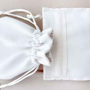Creamy <b>White</b> Drawstring <b>Gift</b> <b>Bag</b> Luxury Velvet Jewelry Pouch Customizable Color & Logo for Brand Packaging & <b>Gift</b> Giving - Product Image 5
