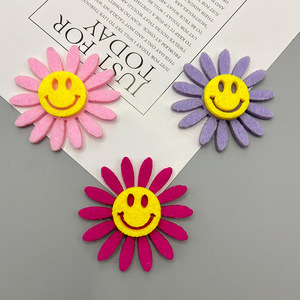 Colorful Smiley <b>Face</b> Sunflower Hair Clips <b>Cloth</b> Hand Knitted Casual Accessories For Hair Jewelry Clothing - Product Image 3